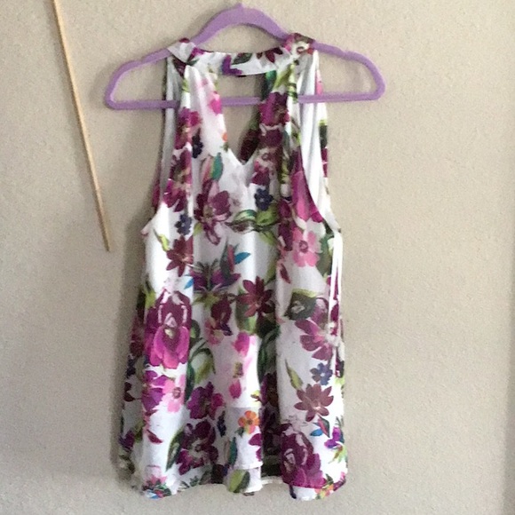 NWOT purple floral sleeveless top with front tie detail, XL - Picture 4 of 6